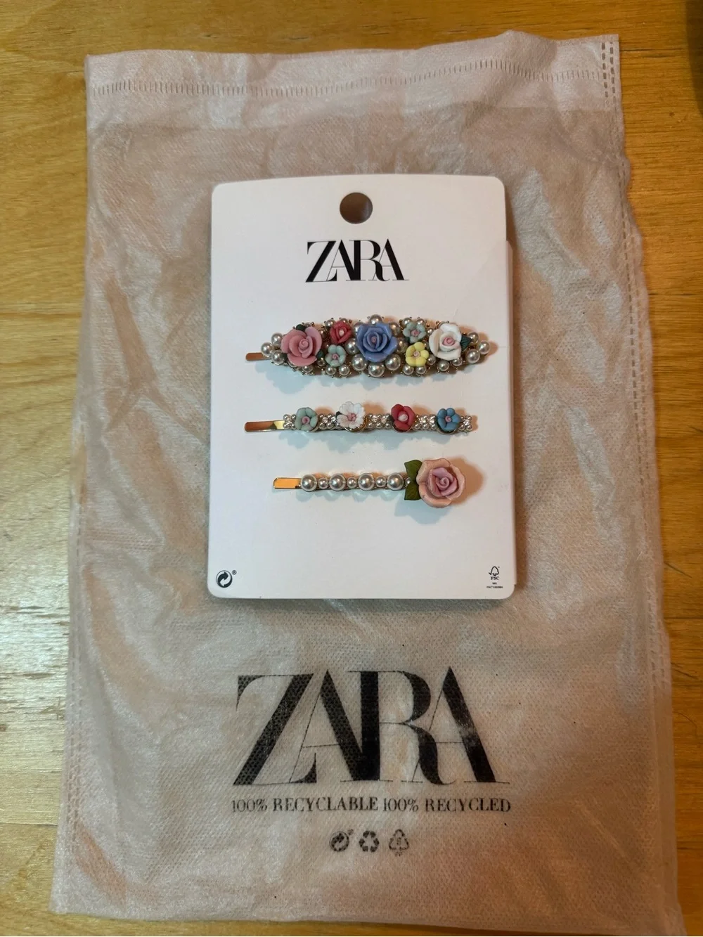 Zara Floral Pearl Hair Clips Set - NWT Romantic Pastel Colors